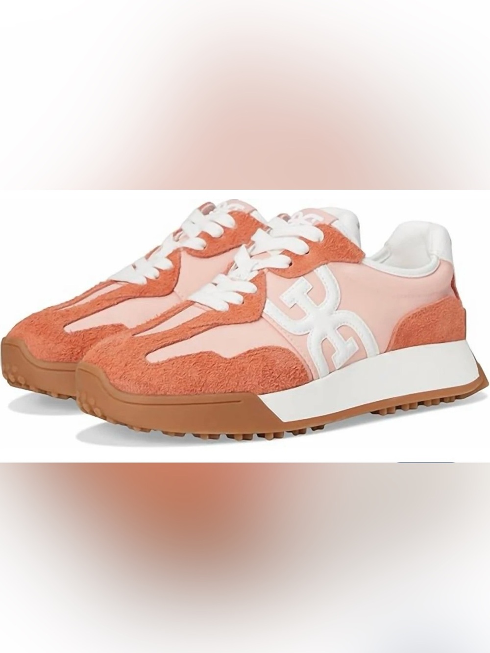 Sam Edelman Layla Retro Sneakers Pink Orange Suede Women’s 6.5